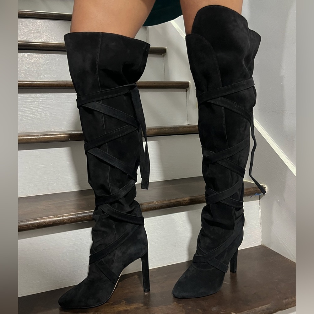 Luxury Saint Laurent ‘Meurice’ Suede Over Knee Boots!